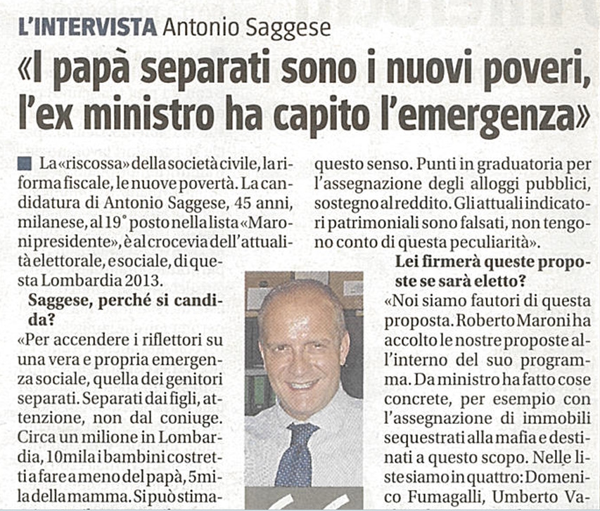 IL GIORNALE - Papa' Separati - L'ex Ministro ha capito l'emergenza