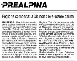 La PREALPINA - Regione Compatta, la DIA non deve essere chiusa
