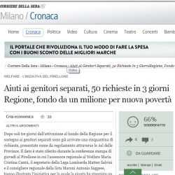 Corriere Milano - Aiuti ai genitori separati, 50 richieste in 3 giorni