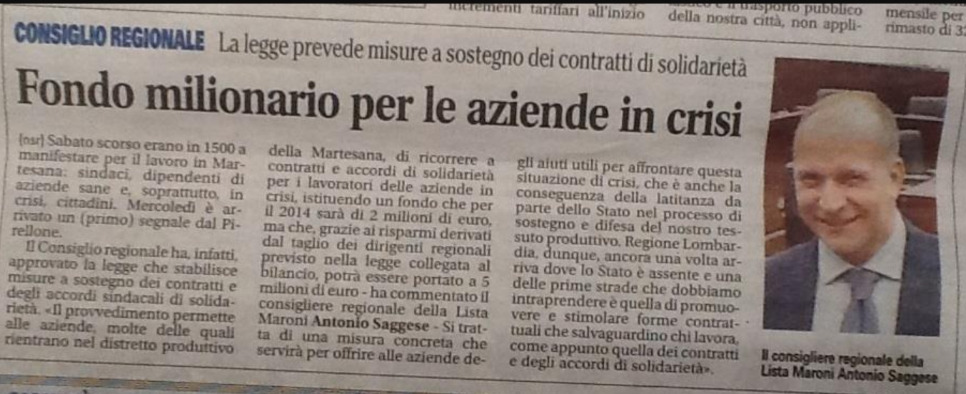 Gazzetta della Martesana - Fondo milionario per le aziende in crisi